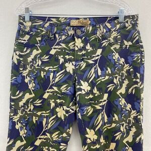 Hybrid & Company‎ Floral Print Pants Stretch Casual Blue Green Size 11